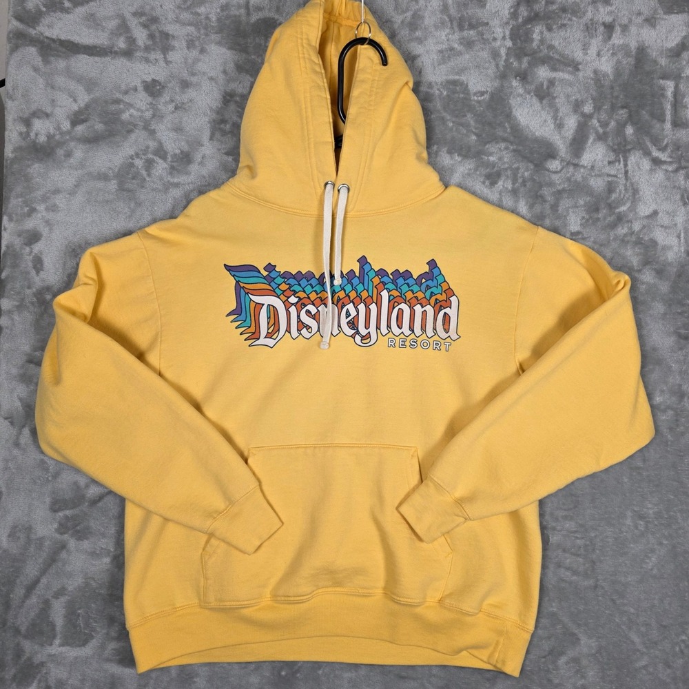 Disneyland Resort Hoodie Yellow Pullover Graphic Logo Disney World Adult S